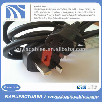 UK Hot Sell Cable de cable de alimentación de electrónica SP-62 para PC 13A a 10A 250V ~ IEC S3 RVV